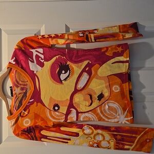 NWT Vintage Y2K Hayes Top S Long Flare Sleeve Custo Barcelona T-shirt Graphic